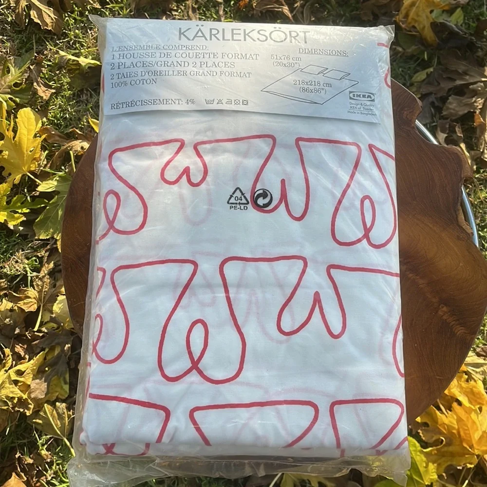 Ikea heart duvet and pillowcases(2) NWT